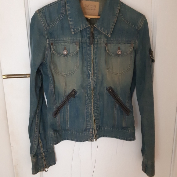 Jacob Connexion Denim Jacket Zip Up Super Cute - Picture 1 of 11
